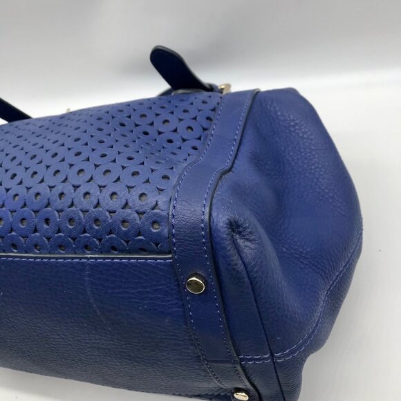 Kate Spade Atlantic Blue Leather Mercer Isle Sloan Perforated Satchel - Picture 6 of 10